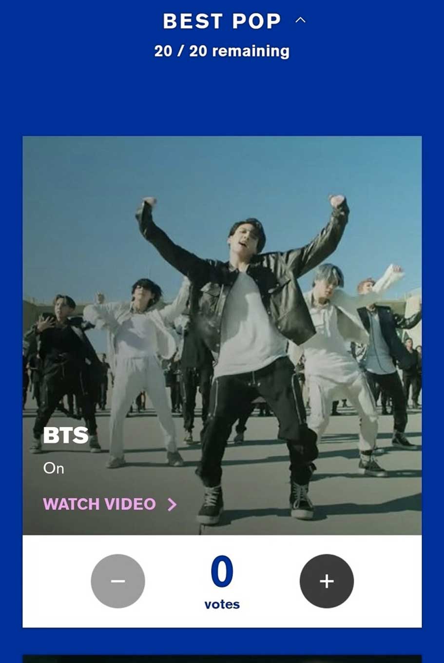BTS xuất sắc có mặt tại hạng mục MV nhạc Pop xuất sắc nhất