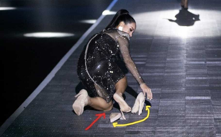 Người mẫu Thuý Hạnh trong một lần tái xuất vời sàn catwalk đã gặp phải sự cố với đội giày cao gót của mình. Nữ người mẫu đời đầu đã có một cú ngã khá nặng, hậu quả là đôi chân của cô bị trầy xước, rướm máu.